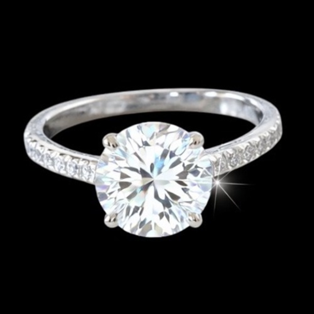 Moissanite Certified Engagement Ring 1.0ct Round Cut Sterling Silver Size 6.5 - Picture 2 of 13